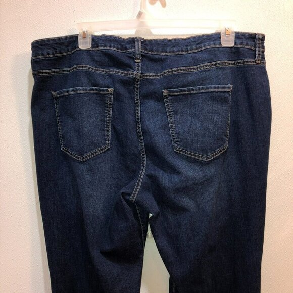 Wonderly Womens Size 20 W Dark Wash Blue Stretch Mid Rise Boot Cut Denim Jeans - Picture 6 of 10